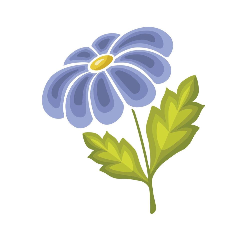 Flower wild decorative blue isolated, hand drawn vector