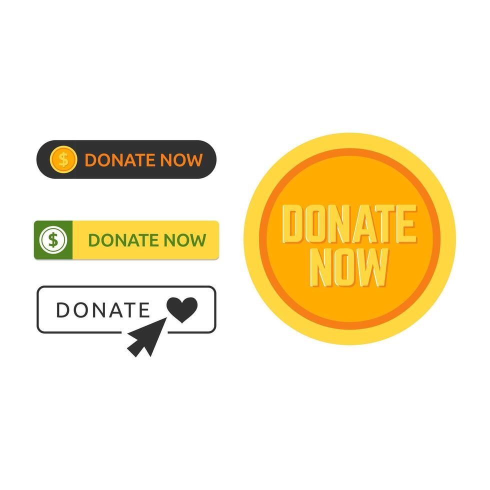 Set of donate web button. Symbol of financial aid isolated on white background. illustration. vector