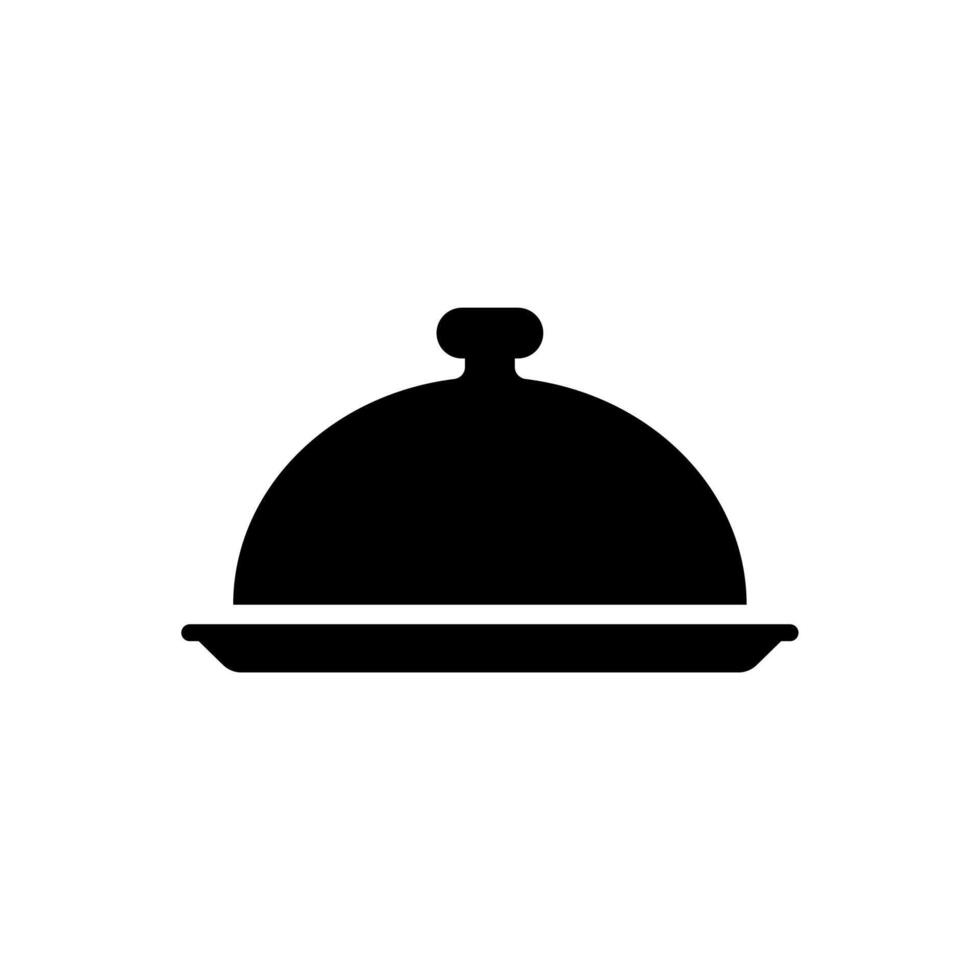 Food tray cover symbol icon on Black and White Graphic. vector