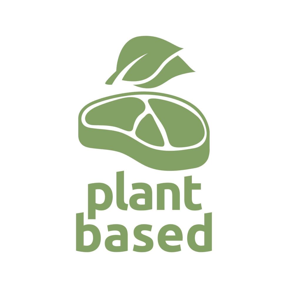 Plant based label. with leaf icon. illustration isolated on white background vector