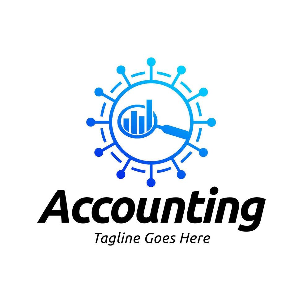 logo combination of a graph and magnifier vector