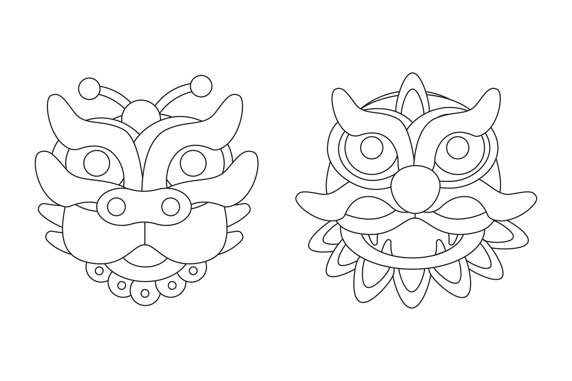 Chinese dragon coloring outline mask for Chinese New Year 49296494 Chinese dragon coloring outline mask for Chinese New Year 49296494