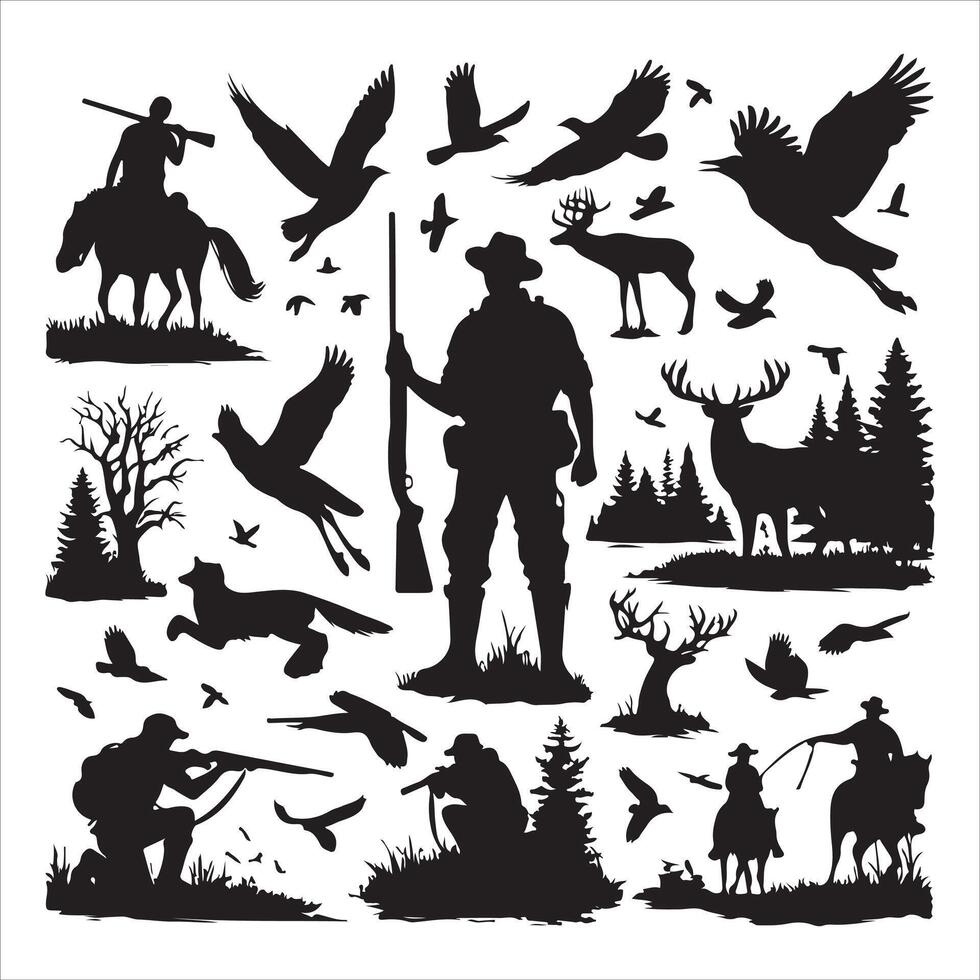 Hunting , Hunting Silhouettes , Hunting Silhouettes illustration vector