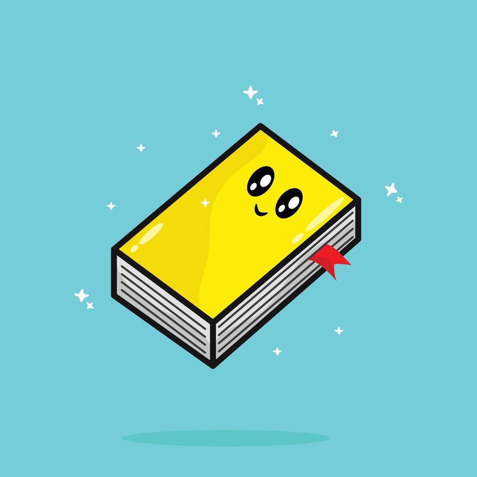Cute smile Yellow Book Cartoon Icon Illustration vector
