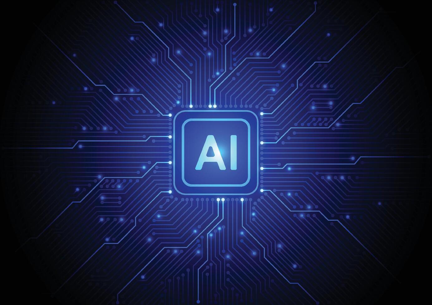 Artificial intelligence chipset on circuit board in futuristic concept technology artwork for web, banner, card, cover vector