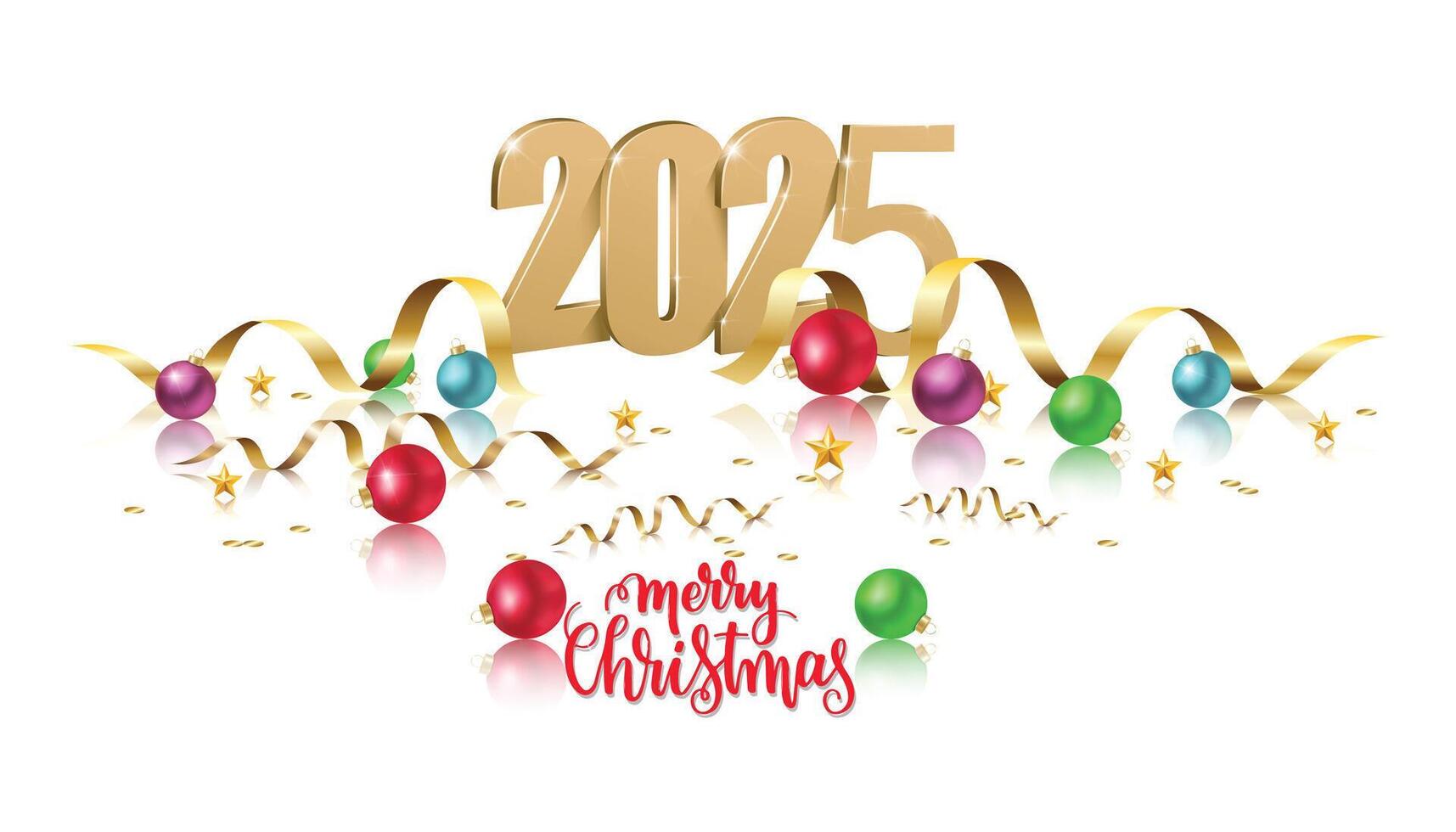 a Christmas card with the year 2025 on it. vector