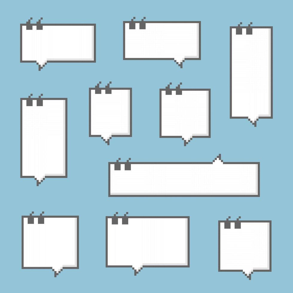 collection set of retro game 8bit pixel speech bubble balloon with quotation marks vector