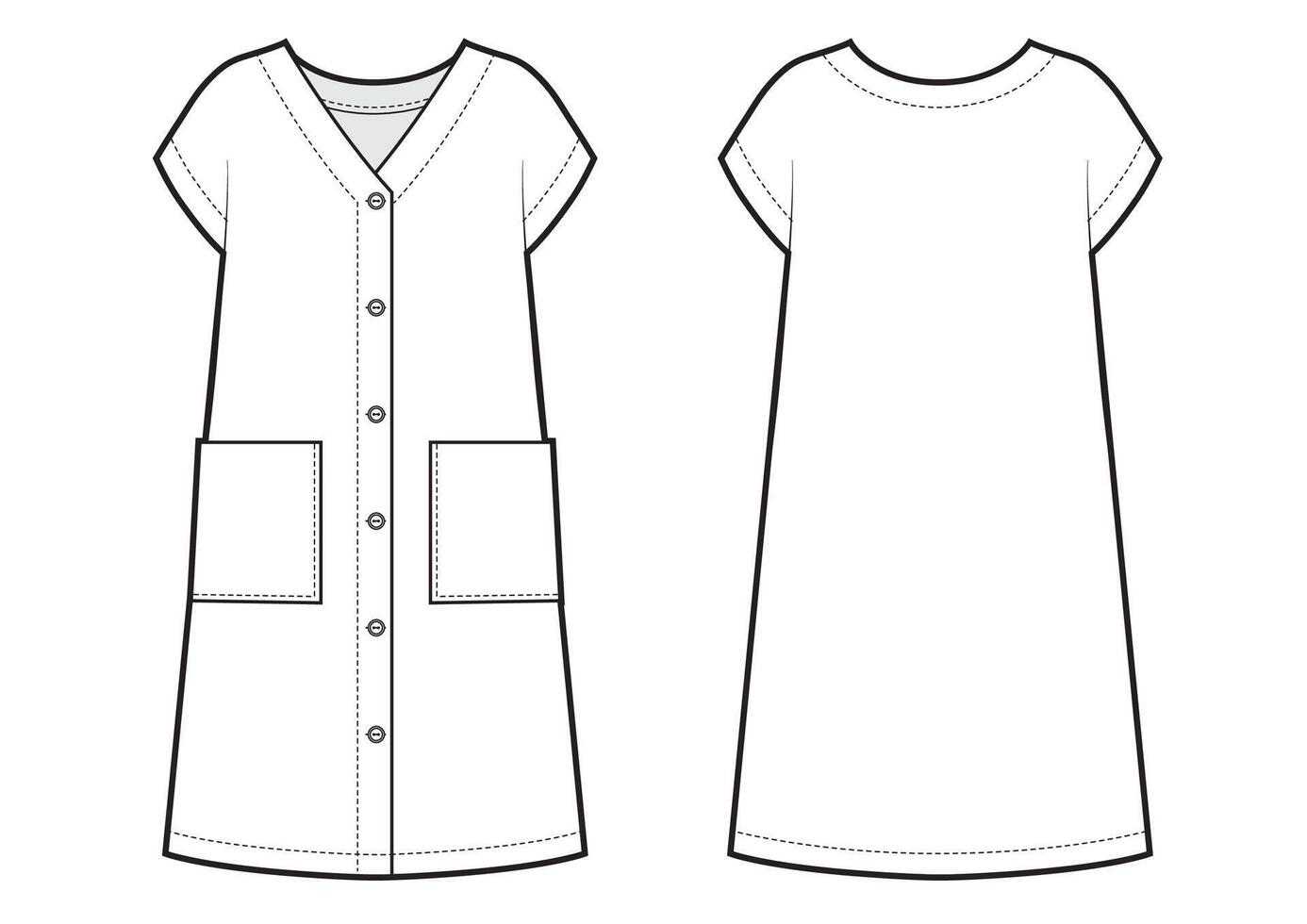 Wide fit dress with buttons in front vector
