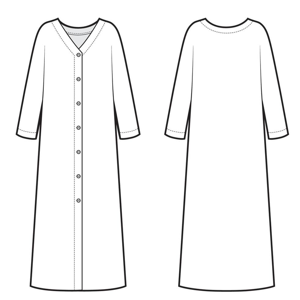 Wide fit maxi dress with buttons in front vector