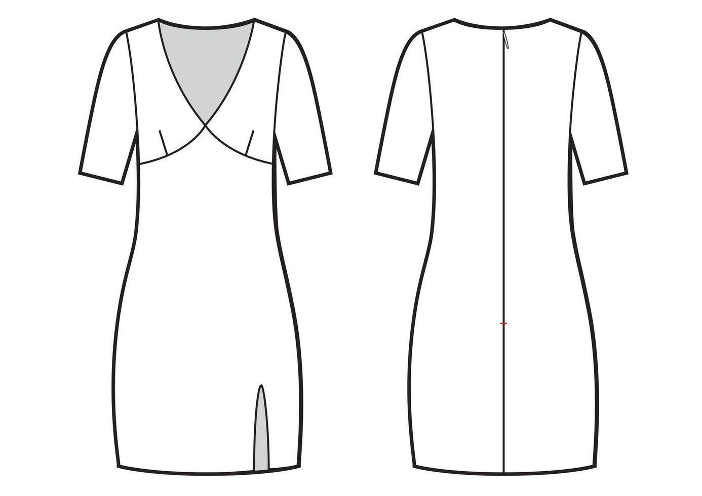 Illustration of dress with cut. Front and back vector