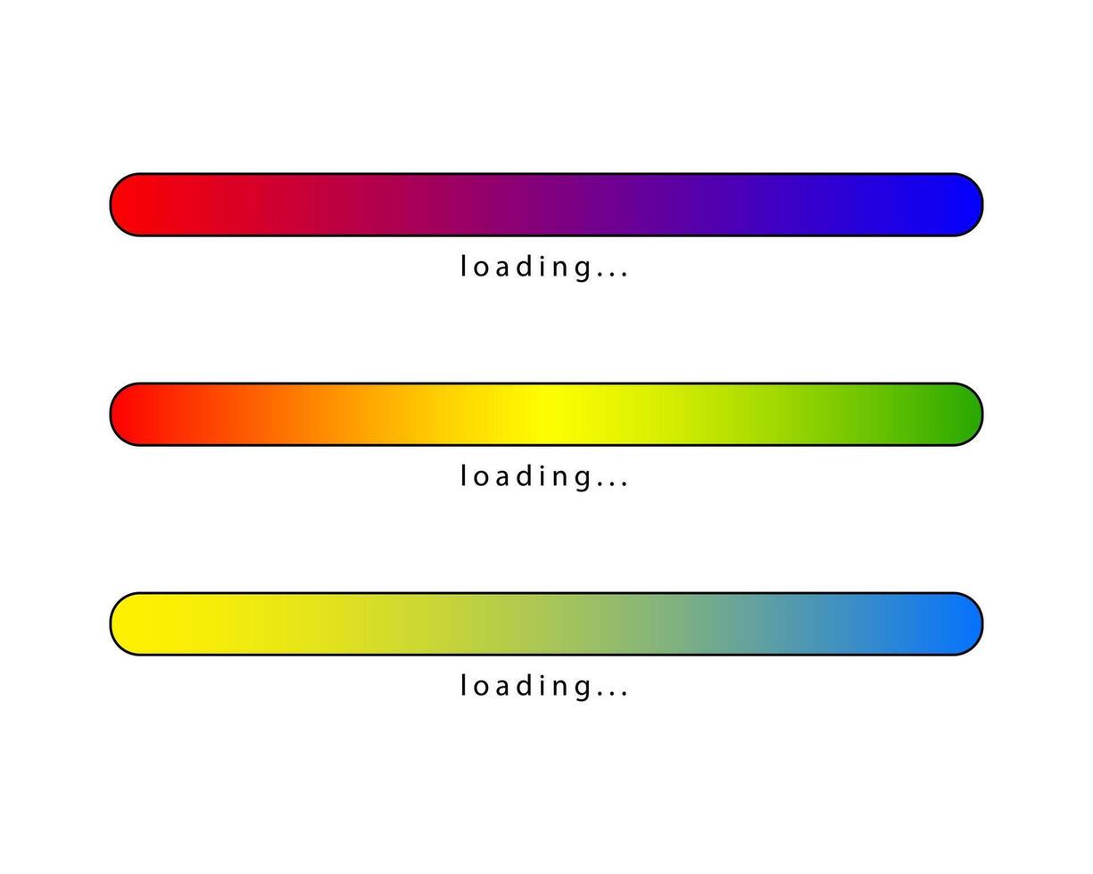 Collection Loading bar status icon. illustration. Set of loaded rainbow icons. Download progress. Donload or Upload. vector
