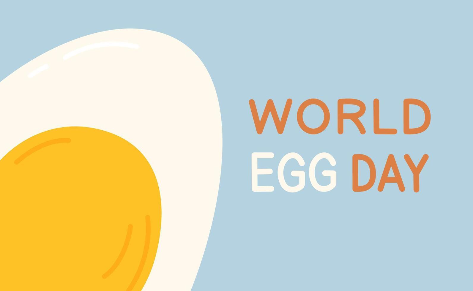 World egg day banner with boiled egg. Flat illustration on blue background vector