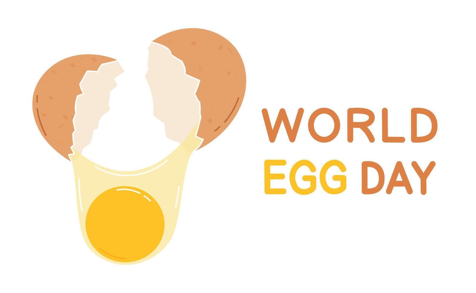 World egg day background banner with cracked egg. Flat illustration on white background vector