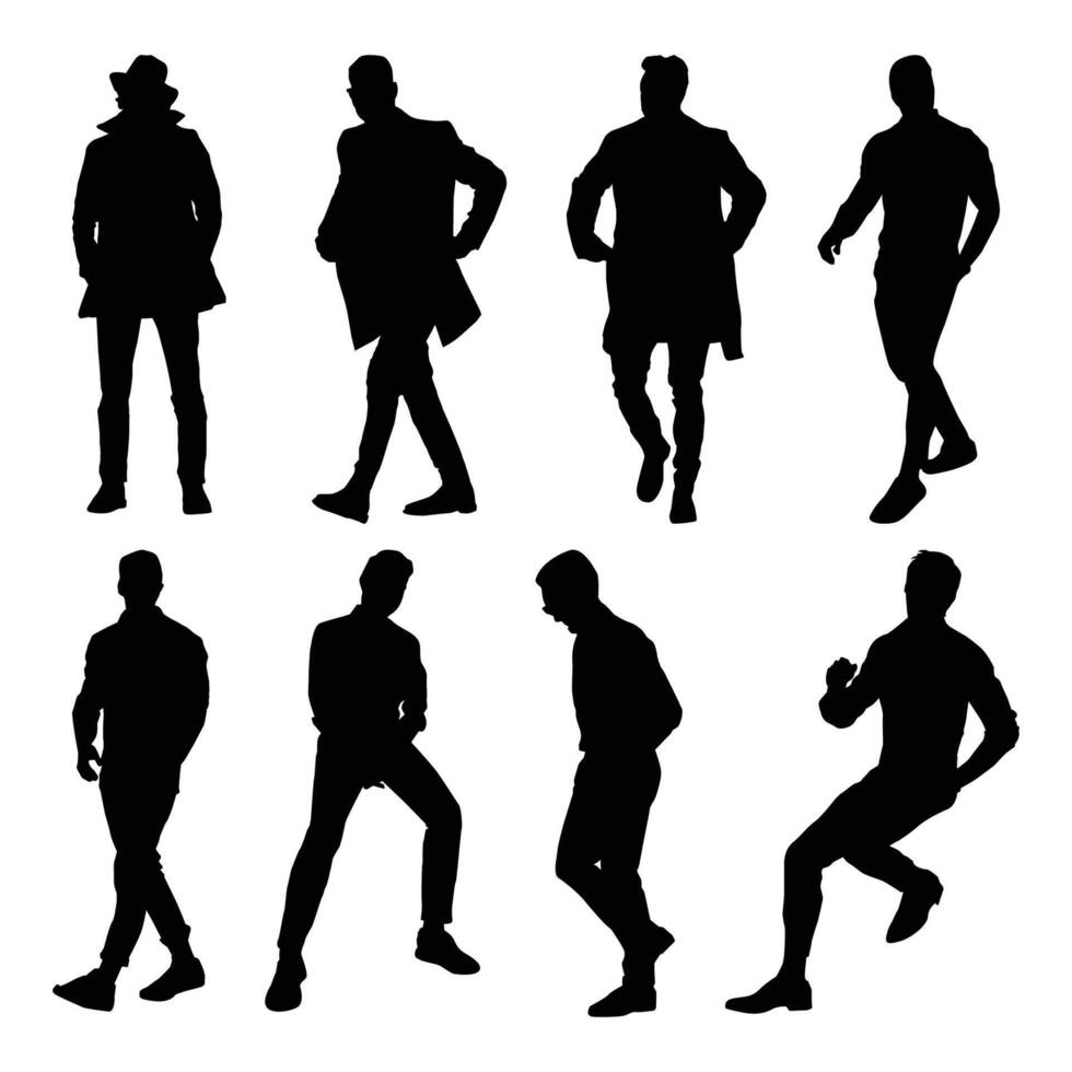 man walking silhouette Drawing Shape Vol 03 vector