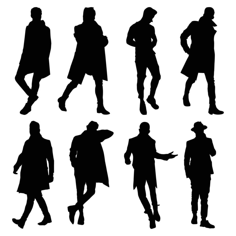 man walking silhouette Drawing Shape Vol 04 vector