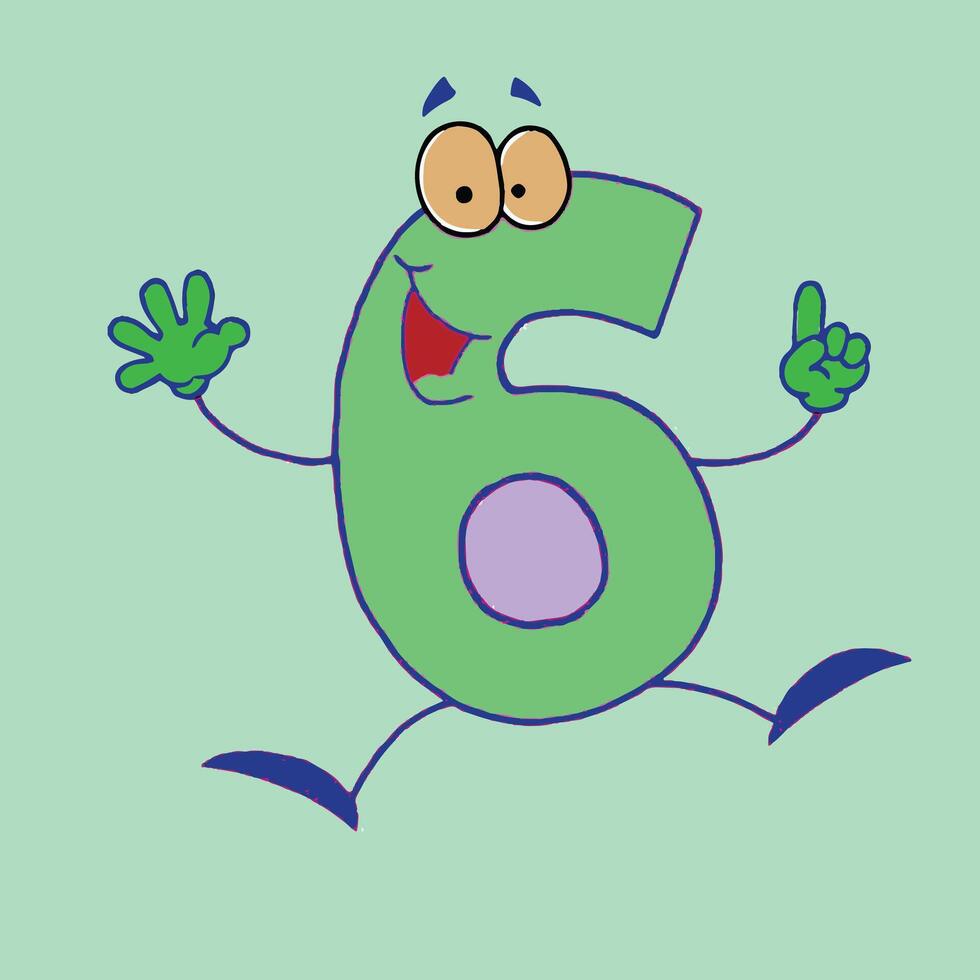 cartoon six digit dancing. vector