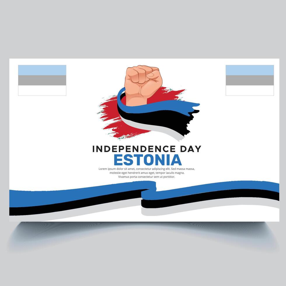 Happy Estonia Independence Day Banner and hand flag design vector