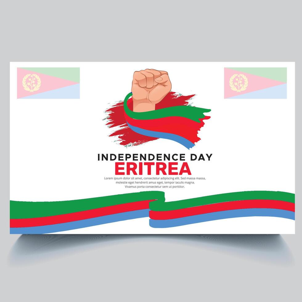 Happy Eritrea Independence Day Banner and hand flag design vector