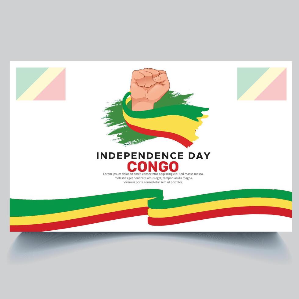 Happy Congo Independence Day Banner and hand flag design vector