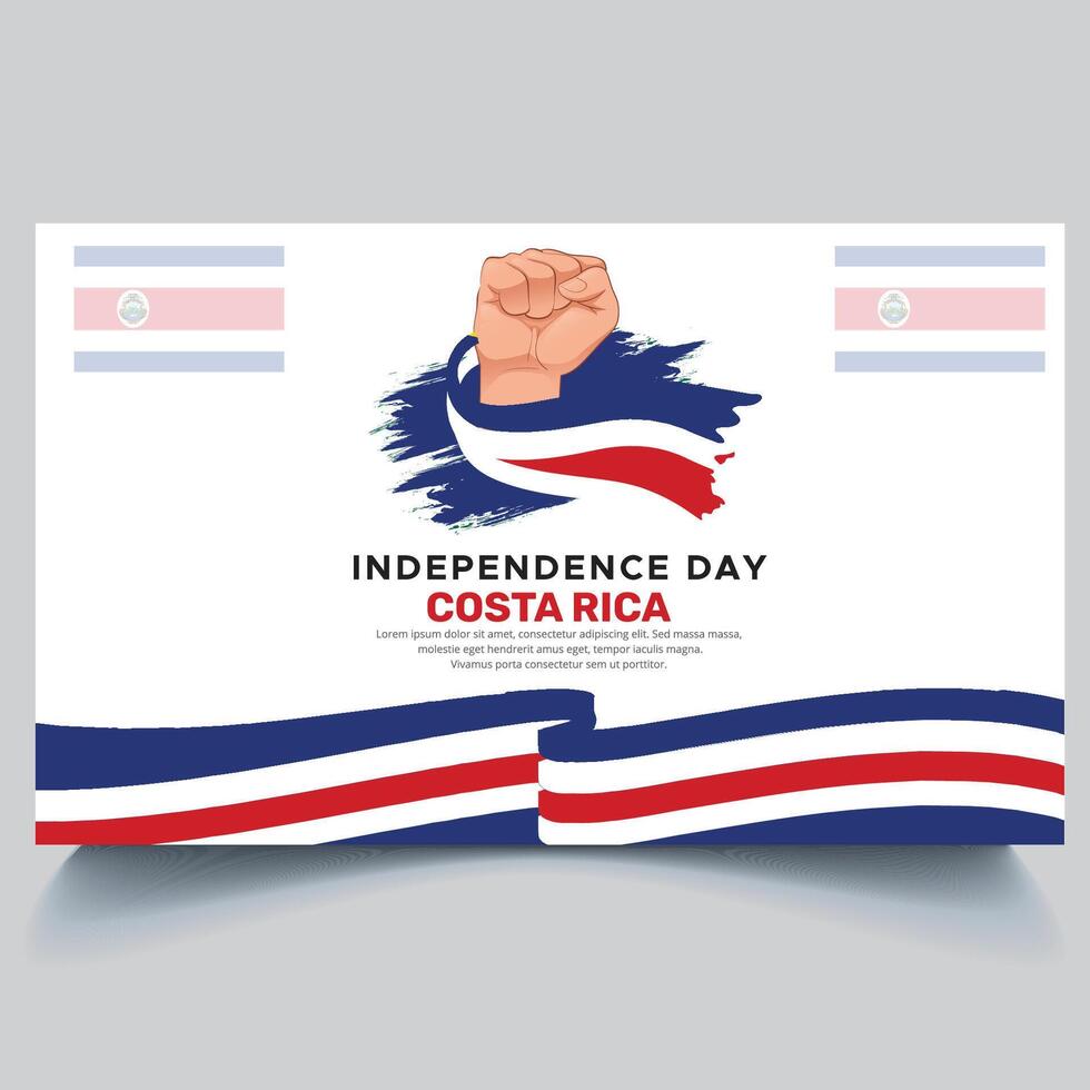 Happy Costa Rica Independence Day Banner and hand flag design vector