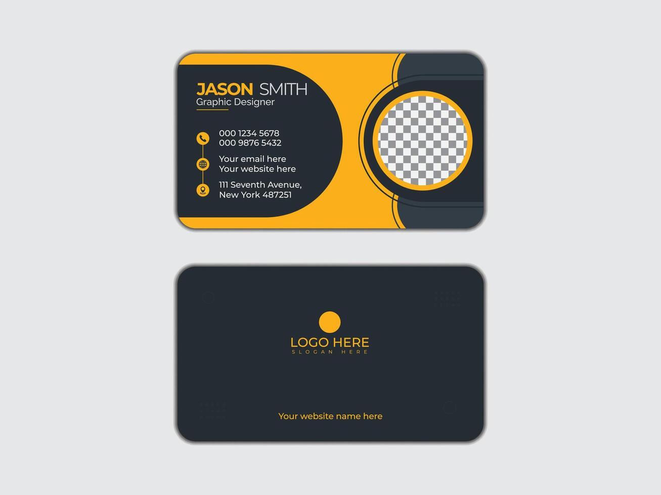 Professional yellow color business card design template vector
