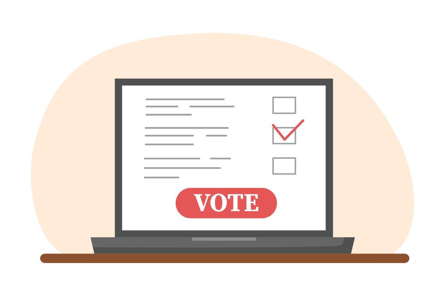 Online voting concept. Election campaign. Democracy vote. Laptop with online voting web page. vector