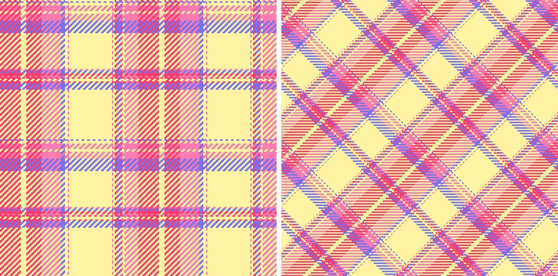 texture seamless of textile check plaid with a background fabric tartan pattern. Set in happy colors for throw blanket for couch cover. vector