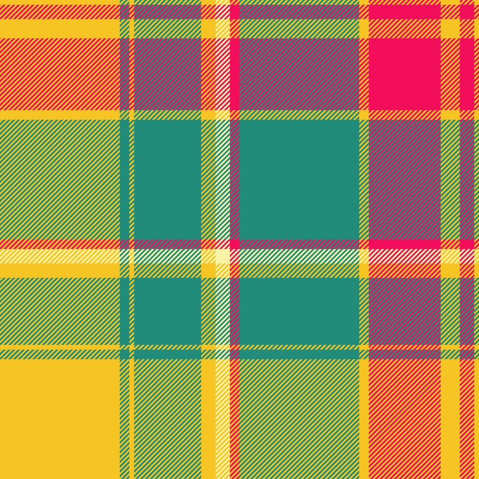 Shabby plaid check , loft pattern fabric tartan. Outfit background seamless texture textile in yellow and teal colors. vector
