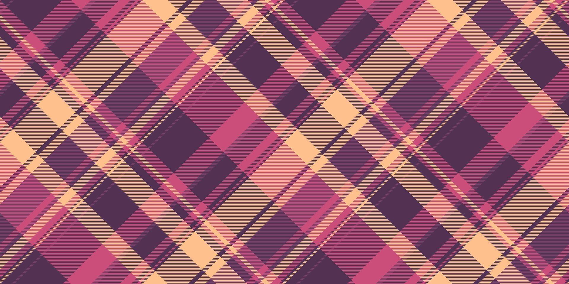 Canadian tartan background seamless, drapery pattern texture . Age textile plaid check fabric in pink and purple colors. vector