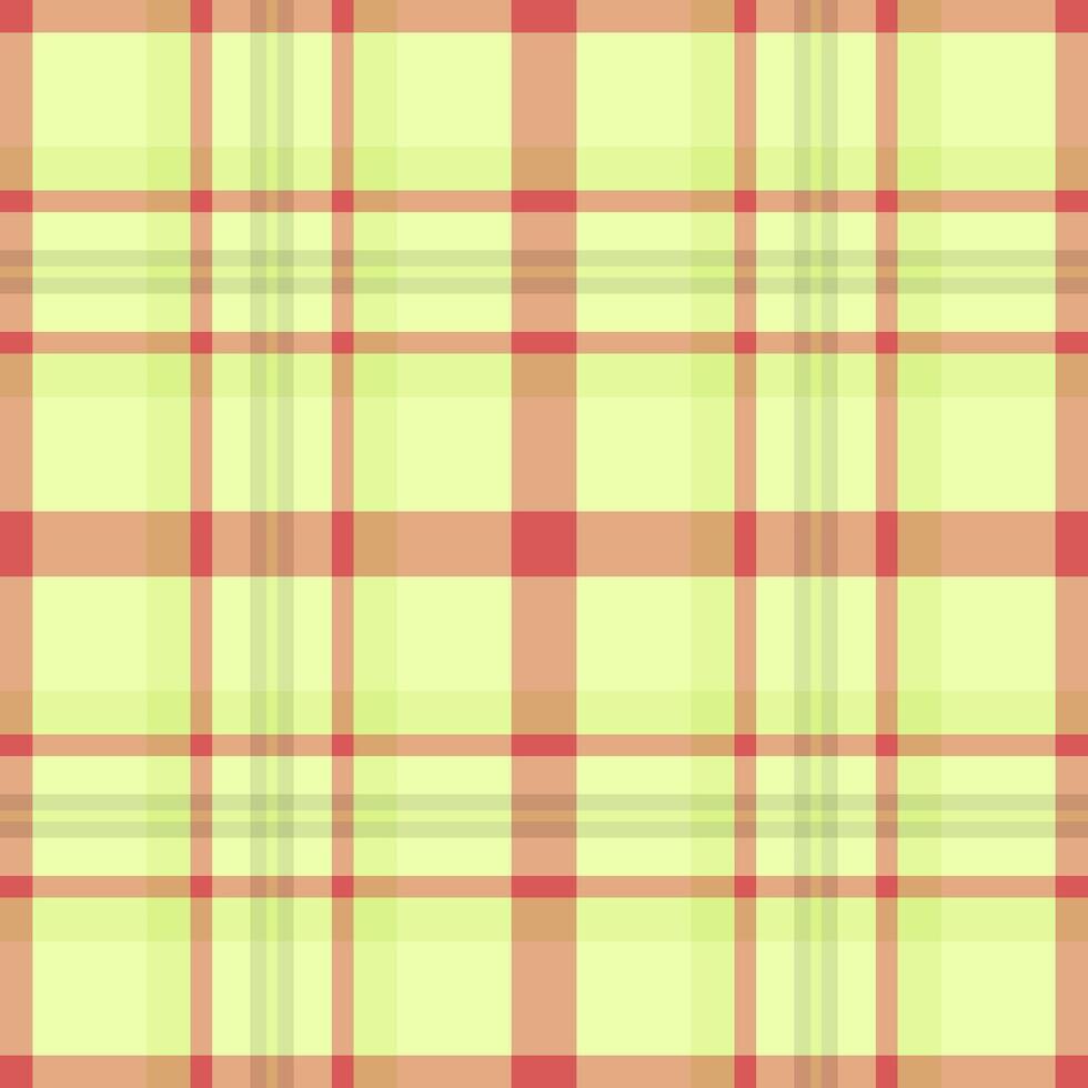 Vibrant check pattern plaid, store texture tartan fabric. Design seamless textile background in lime and orange colors. vector