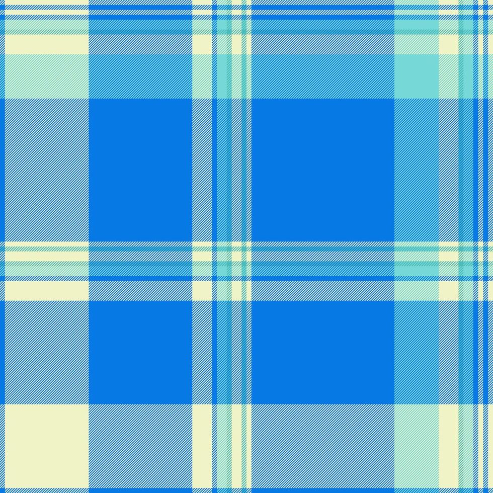 Size pattern tartan fabric, production plaid seamless check. Trendy background textile texture in cyan and light colors. vector