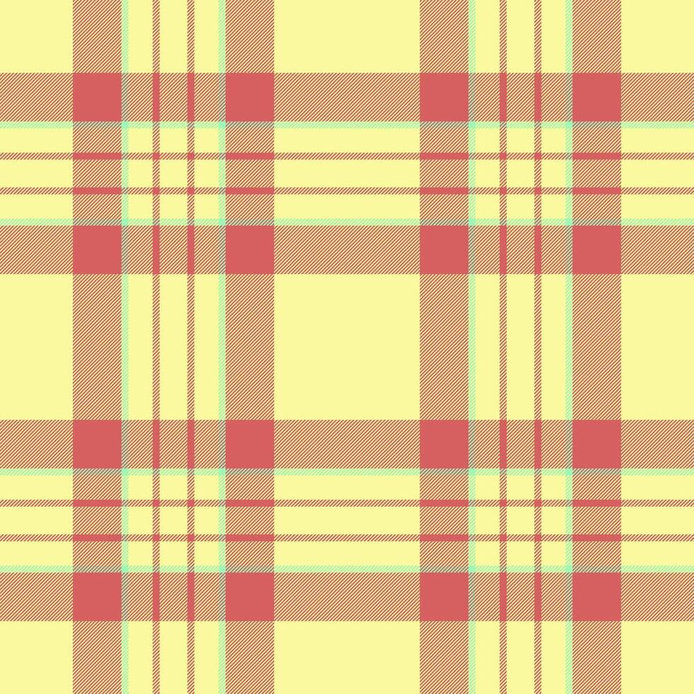 Grunge fabric pattern, japanese tartan seamless plaid. Softness check texture textile background in yellow and red colors. vector