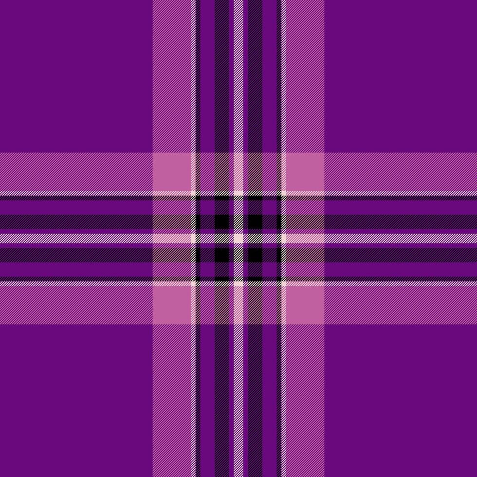 Uniform seamless fabric pattern, indigo tartan texture. Fluffy background plaid check textile in purple and pink colors. vector