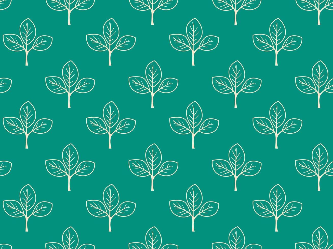 Hand drawn floral pattern design. Simple ornament with plant and leaf. vector