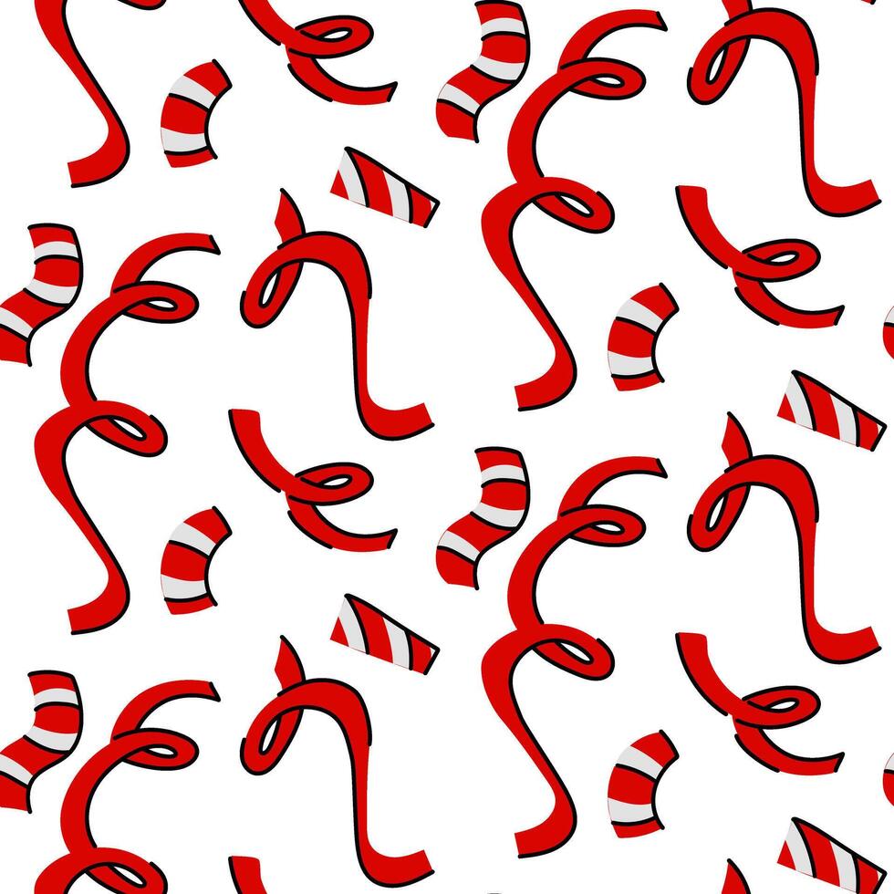 Seamless confetti pattern in a festive Canada theme. flat illustration depicting festive firecrackers in red tones, symbolizing the holiday dedicated to Canada Day, on a white background vector