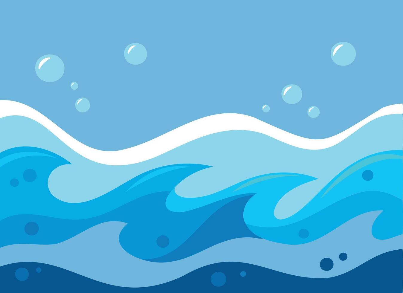 Illustration of Ocean Waves with Bubbles Blue Sea Background vector