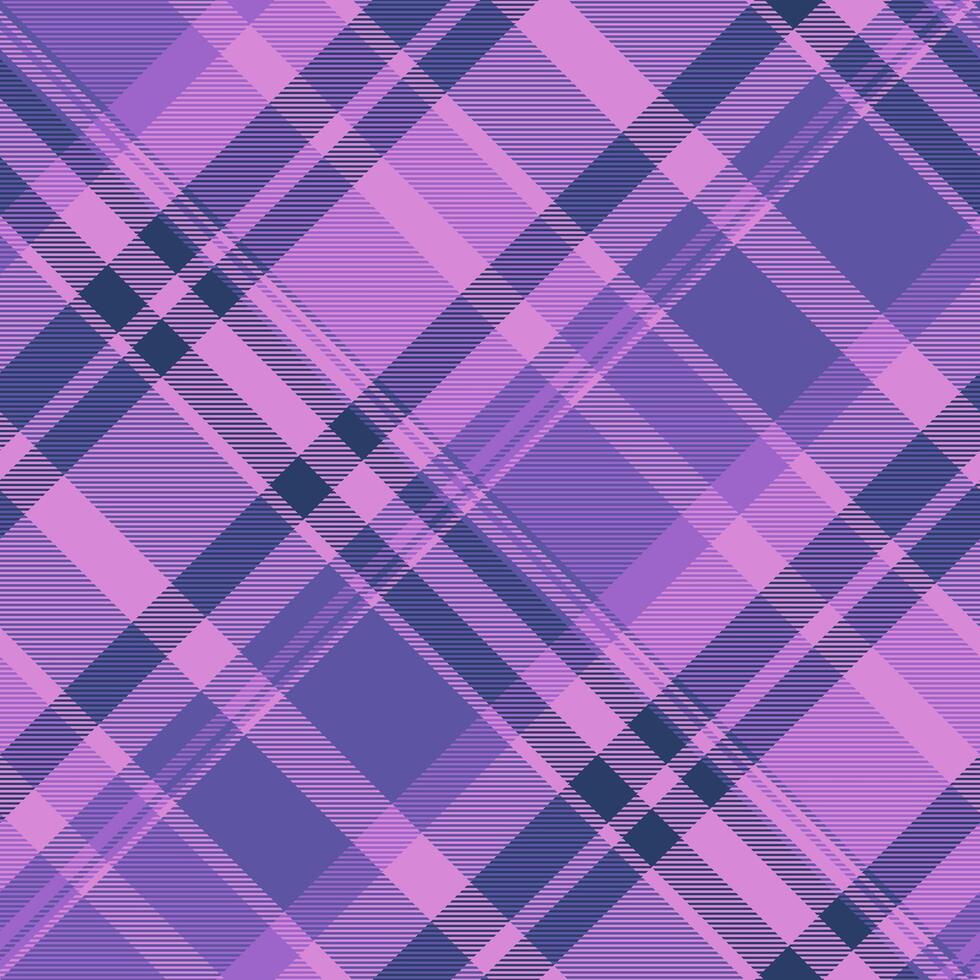 Detailed check tartan , shape plaid texture background. Scenery pattern fabric seamless textile in purple and indigo colors. vector