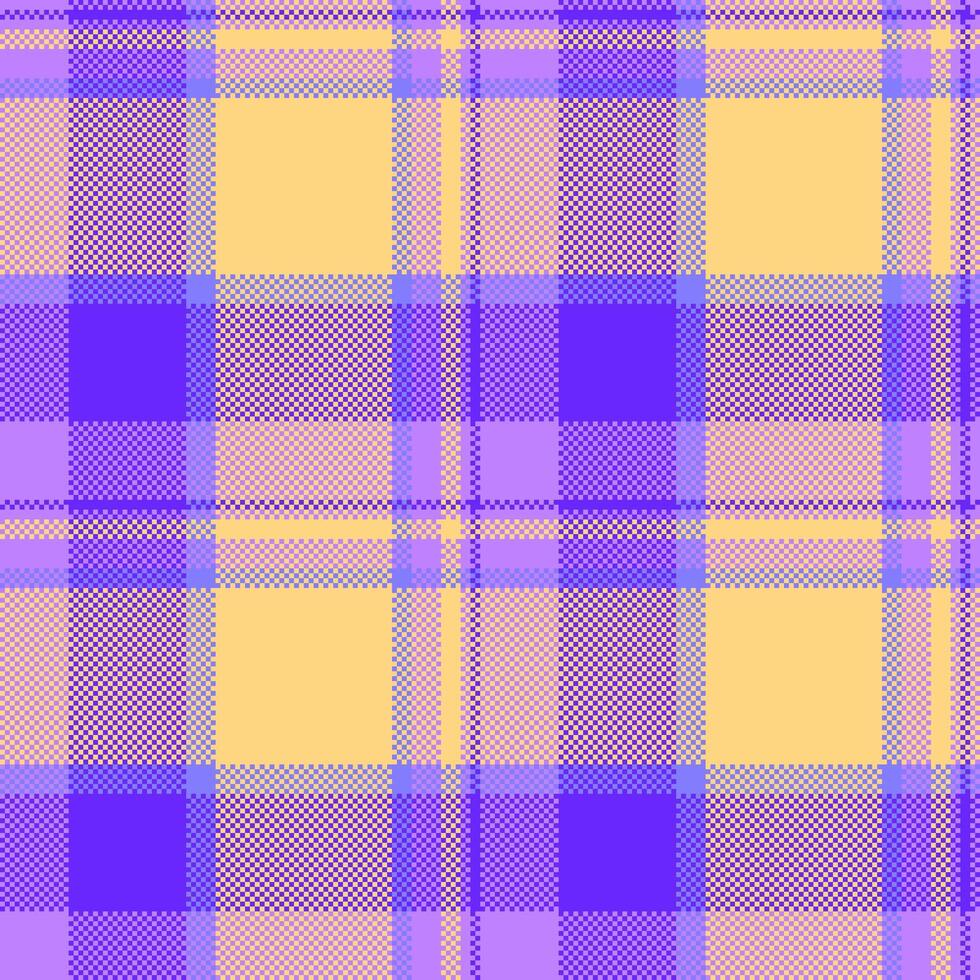 Wide background plaid , checkered tartan fabric pattern. Festive seamless texture check textile in indigo and amber colors. vector