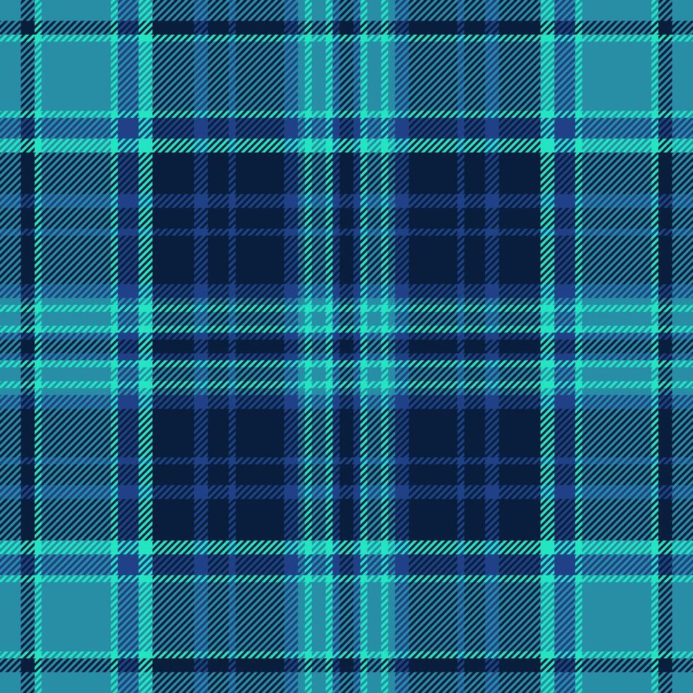 Autumn background plaid fabric, silky tartan check pattern. Colorful seamless texture textile in dark and cyan colors. vector