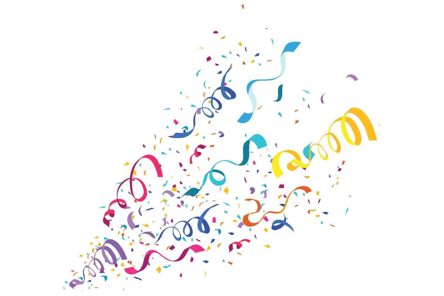 Colorful confetti and serpentine ribbons vector