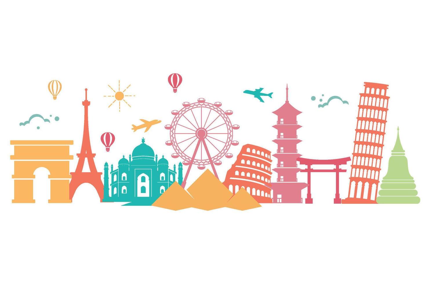 Tour travel around the world illustration vector