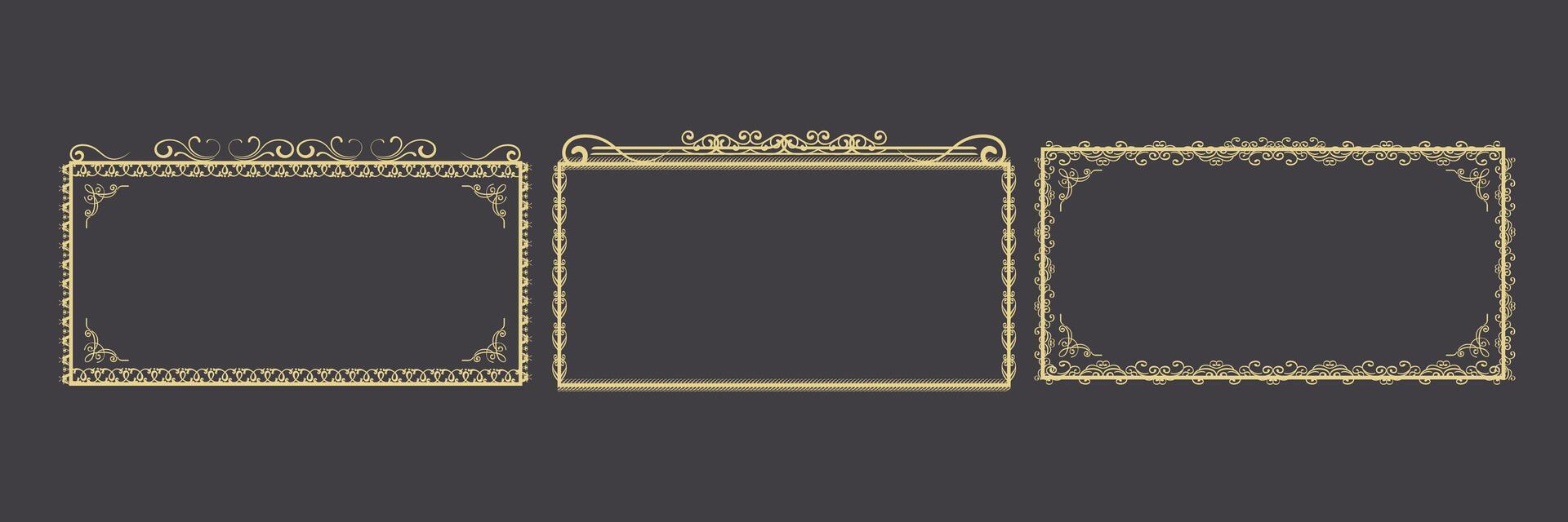Luxurious Art Deco Gold Frame Set for Elegant Design Projects vector