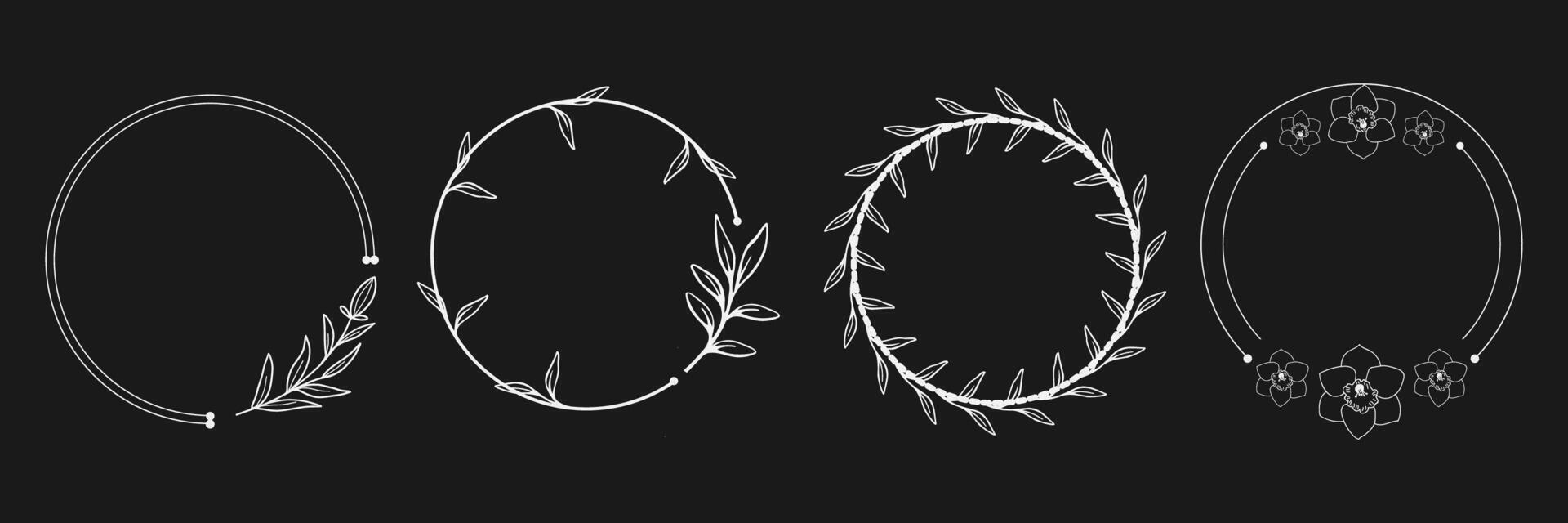 Minimalist Floral Circle Frame Collection vector