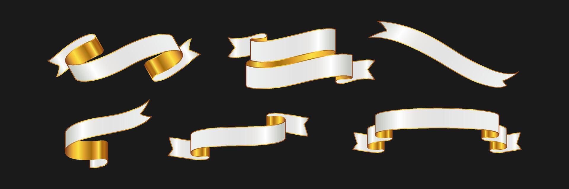 Elegant White and Gold Ribbon Banners vector