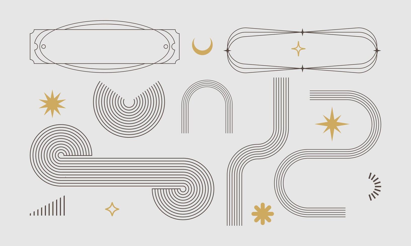 Abstract Boho Geometric Line Art with Minimalist Star and Moon Accents vector
