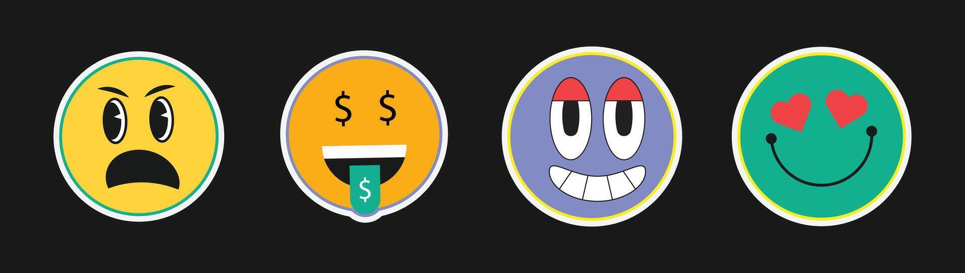Expressive Pop Art Emoji Sticker Set vector