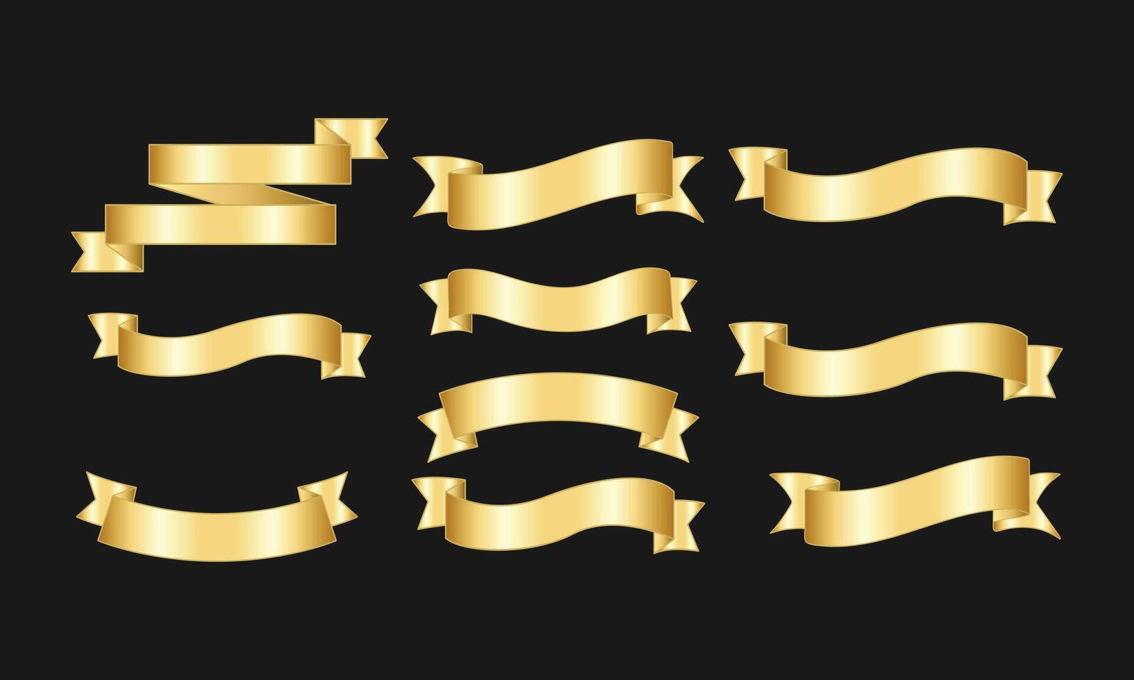 Elegant Gold Ribbon Banner Set vector