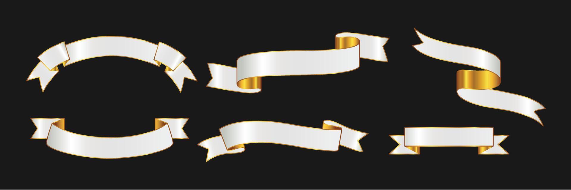 Elegant White and Gold Ribbon Banners vector