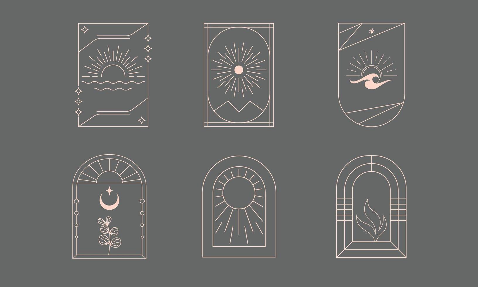 Boho Minimalist Celestial Frame Collection vector