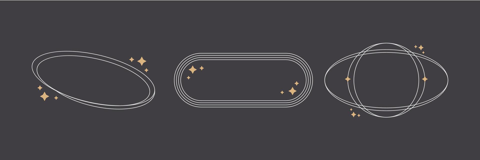 Modern Abstract Oval Line Art with Star Accents on Dark Background vector